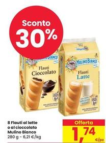 Offerta per Mulino Bianco - 8 Flauti Al Latte O Al Cioccolato a 1,74€ in Eurospar