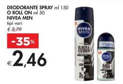 Offerta per Nivea - Deodorante Spray O Roll On Men a 2,46€ in Bennet