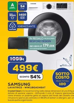 Offerta per Samsung - Lavatrice-WW11BGA046AT a 499€ in Euronics