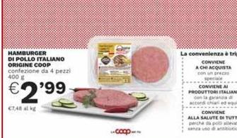 Offerta per Coop - Hamburger Di Pollo Italiano Origine a 2,99€ in Coop