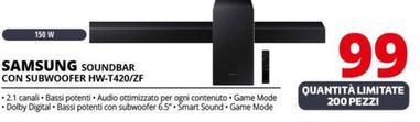 Offerta per Samsung - Soundbar Con Subwoofer HW-T420/ZF a 99€ in Comet