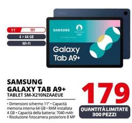 Offerta per Samsung - Galaxy Tab A9+ Tablet SM-X210NZAAEUE a 179€ in Comet