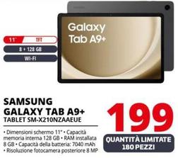 Offerta per Samsung - Galaxy Tab A9+ Tablet SM-X210NZAAEUE a 199€ in Comet