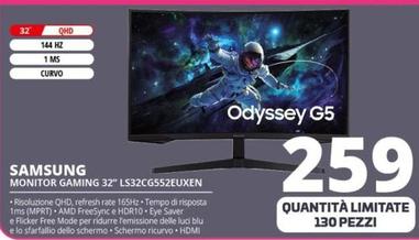 Offerta per Samsung - Monitor Gaming 32" LS32CG552EUXEN a 259€ in Comet