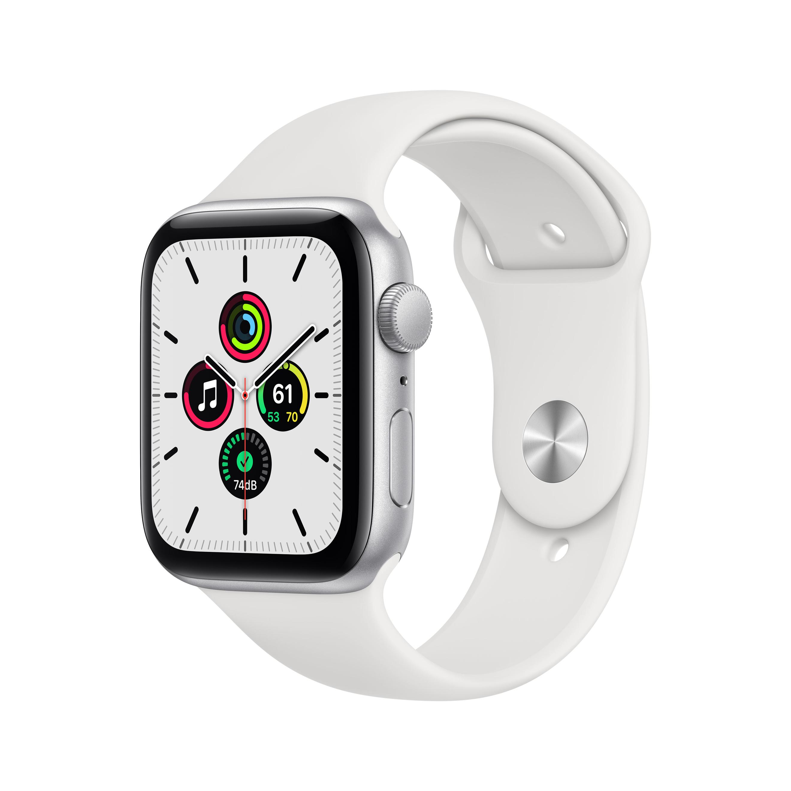 Offerta per Apple - Watch SE GPS, 44mm in alluminio argento con cinturino Sport Bianco a 269€ in Euronics