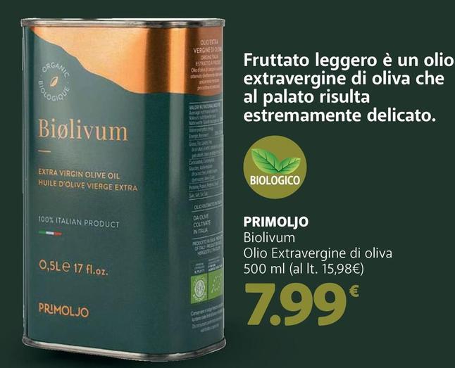 Offerta per Primoljo - Biolivum Olio Extravergine Di Oliva a 7,99€ in Dok