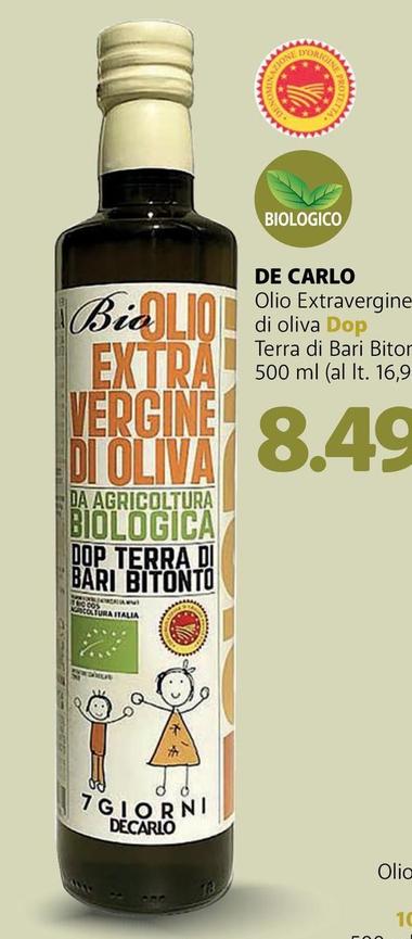Offerta per De carlo - Olio Extravergine Di Oliva DOP Terra Di Bari Bitonto a 8,49€ in Dok