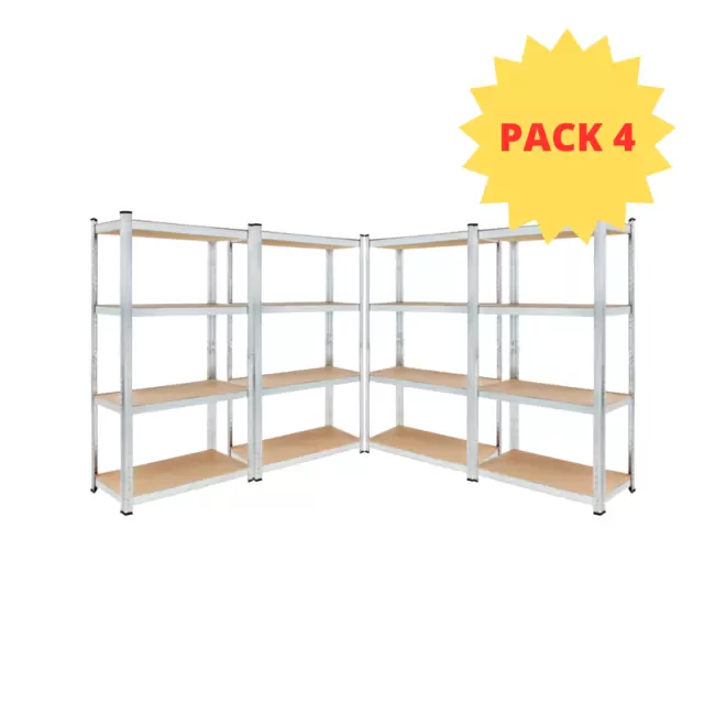 Offerta per KIT 4 Scaffali in MDF Zincato 4 Ripiani: 75x30x150cm Portata 400KG (100kg a Ripiano) a 86,99€ in Brico Bravo