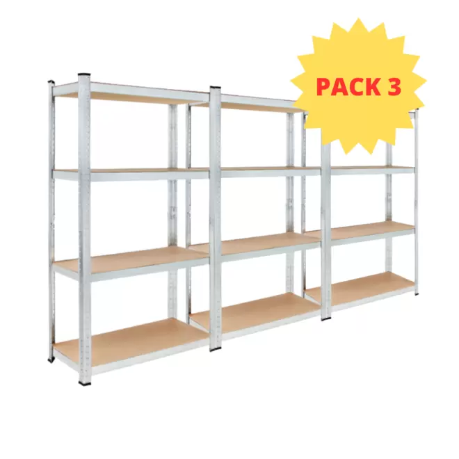 Offerta per KIT 3 Scaffali in MDF Zincato 4 Ripiani: 75x30x150cm Portata 400KG (100kg a Ripiano) a 69,99€ in Brico Bravo