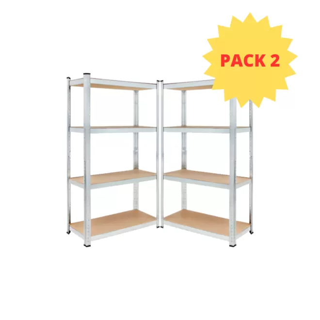 Offerta per KIT 2 Scaffali in MDF Zincato 4 Ripiani: 75x30x150cm Portata 400KG (100kg a Ripiano) a 44,99€ in Brico Bravo