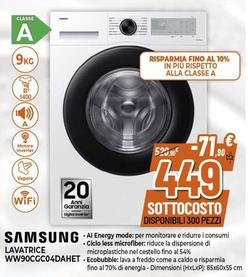 Offerta per Samsung -  Lavatrice WW90CGC04DAHET a 449€ in Expert
