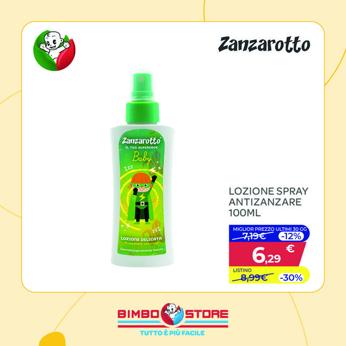 Offerta per Zanzarotto Lozione spray antizanzare 100ml a 6,29€ in Bimbo Store