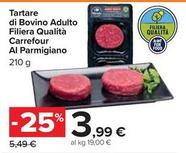 Offerta per Carrefour - Tartare Di Bovino Adulto Filiera Qualità Al Parmigiano a 3,99€ in Carrefour Market