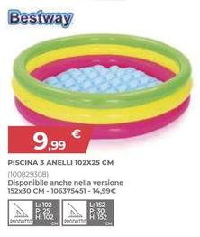 Offerta per Bestway - Piscina 3 Anelli 102X25 Cm  a 9,99€ in Toys Center