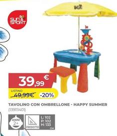 Offerta per Sun & Sport - Tavolino Con Ombrellone - Happy Summer  a 39,99€ in Toys Center