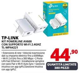 Offerta per Tp Link - Kit Powerline AV600 Con Supporto Wi-Fi 2.4Ghz TL-WPA4221 a 44,9€ in Comet