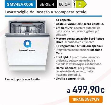 Offerta per Bosch - SMV4EVX00E Serie 4 Lavastoviglie Da Incasso A Scomparsa Totale  a 499,9€ in Unieuro