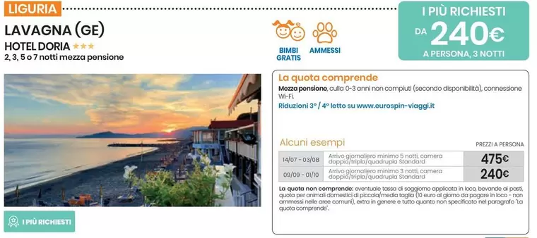 Offerta per Liguria Lavagna a 240€ in Eurospin Viaggi