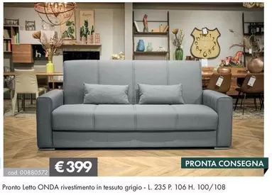 Offerta per Pronto Letto Onda Rivestimento In Tessuto Grigio a 399€ in Nuovarredo