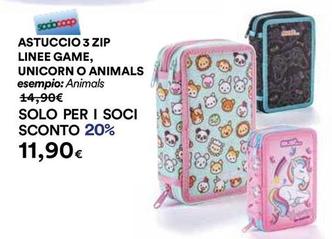 Offerta per Unicorn - Astuccio 3 Zip Linee Game,  O Animals a 11,9€ in Ipercoop