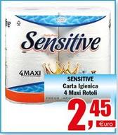 Offerta per Sensitive - Carta Igienica 4 Maxi Rotoli a 2,45€ in Quadrifoglio Commerciale