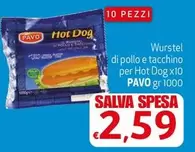 Offerta per Pavo - Wurstel Di Pollo E Tacchino Per Hot Dog a 2,59€ in Eurospesa