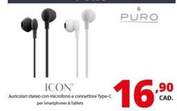 Offerta per Puro - Icon Auricolari Stereo Con Microfono E Connectore Type-C Per Smartphones & Tablets a 16,9€ in Comet