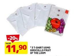 Offerta per Fruit Of The Loom - 3 T-Shirt Uomo Girocollo  a 11,9€ in Dpiu