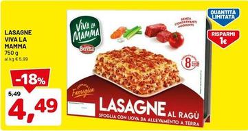 Offerta per Beretta - Lasagne Viva La Mamma a 4,49€ in Dpiu