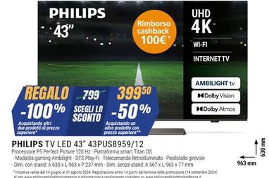 Offerta per Philips - Tv Led 43" 43PUS8959/12 a 399,5€ in andronico