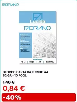 Offerta per Fabriano - Blocco Carta Da Lucido A4  a 0,84€ in Max Factory