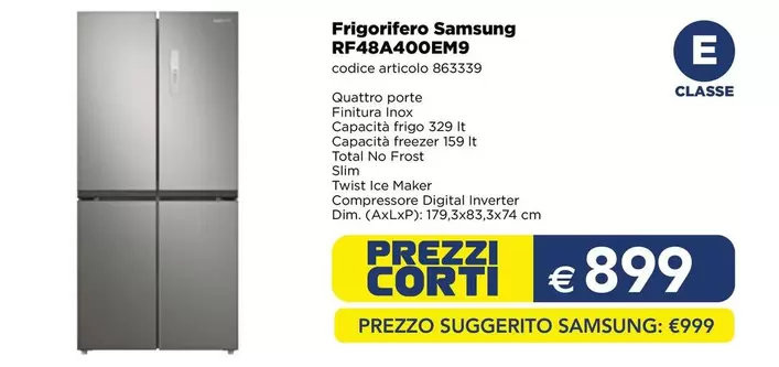 Offerta per Samsung - Frigorifero RF48A400EM9 a 899€ in Esselunga