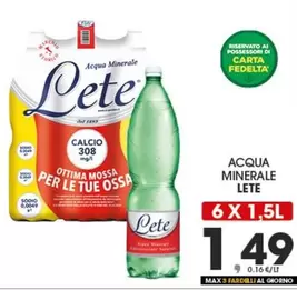 Offerta per Lete - Acqua Minerale a 1,49€ in Eurospar