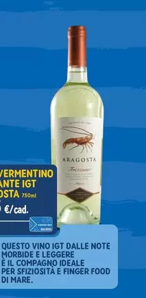 Offerta per Cantina Santa Maria La Palma - Vino Vermentino IGT Aragosta a 4,95€ in Sapore di Mare