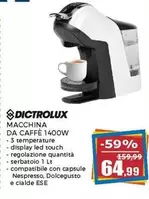 Offerta per Dictrolux - Macchina Da Caffè 1400W  a 64,99€ in Happy Casa Store