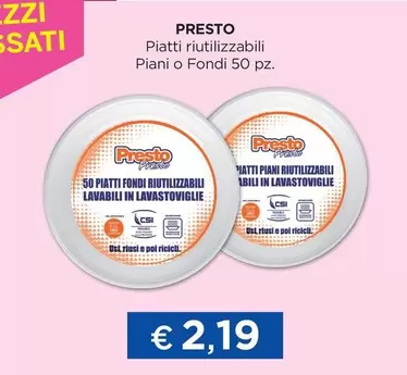 Offerta per Presto - Piatti Riutilizzabili Piani O Fondi a 2,19€ in La Saponeria