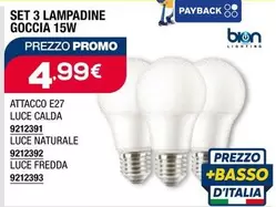 Offerta per Bion - Set 3 Lampadine Goccia 15w a 4,99€ in Bricofer