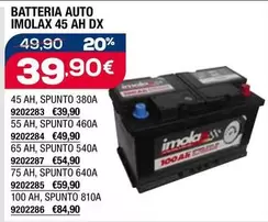 Offerta per Imolax - Batteria Auto 45 Ah Dx a 39,9€ in Self