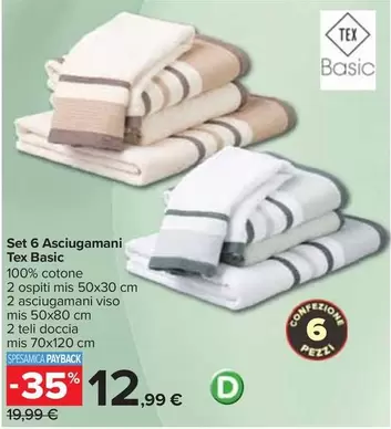 Offerta per Tex Basic - Tex - Set 6 Asciugamani  Basic a 12,99€ in Carrefour Ipermercati