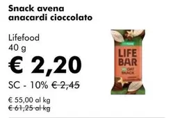 Offerta per Life - Snack Avena Anacardi Cioccolato a 2,2€ in NaturaSì