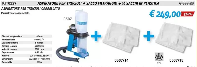 Offerta per Aspirazione Per Truccioli a 249€ in Fervi