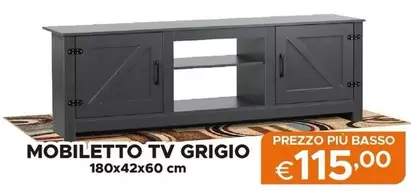 Offerta per Basso - Mobiletto Tv Grigio a 115€ in Brigros