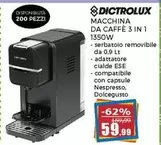 Offerta per Dictrolux - Macchina Da Caffe 3 In 1 1350w a 59,99€ in Happy Casa Store