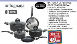 Offerta per Tognana - Batteria Di Pentole Copper&Charcoal a 49,99€ in Happy Casa Store