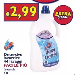 Offerta per Facile Più - Detersivo Lavatrice 44 Lavaggi a 2,99€ in PuntoDì