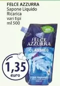 Offerta per Felce Azzurra - Sapone Liquido Ricarica a 1,35€ in Acqua & Sapone