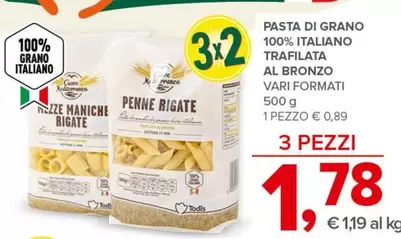 Offerta per Cuore Mediterraneo - Pasta Di Grano 100% Italiano Trafilata Al Bronzo a 0,89€ in Todis