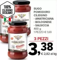 Offerta per Cuore Mediterraneo - Sugo Pomodoro Ciliegino, Amatriciana, Bolognese, Salsiccia a 1,69€ in Todis