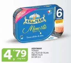 Offerta per Asdomar - Tonno All'olio Di Oliva Meno Olio a 4,79€ in Sisa