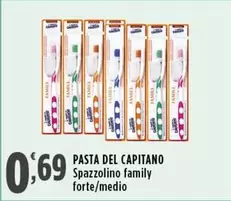 Offerta per Pasta Del Capitano - Spazzolino Family Forte/ Medio a 0,69€ in Supermercati Rossotono Market